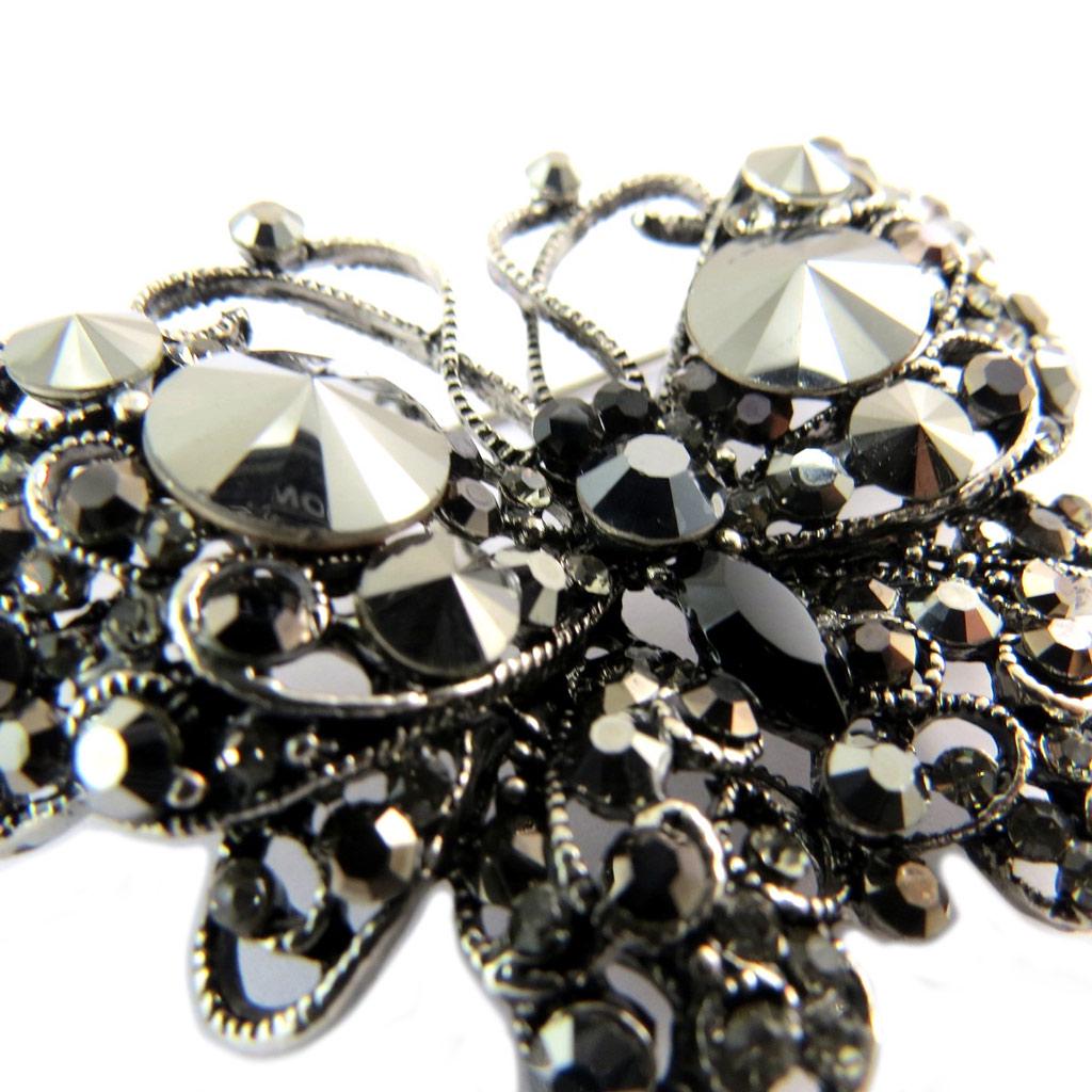 Les Trésors De Lily [P8468] - Gray 'Butterfly' Designer Brooch - 60x50 Mm