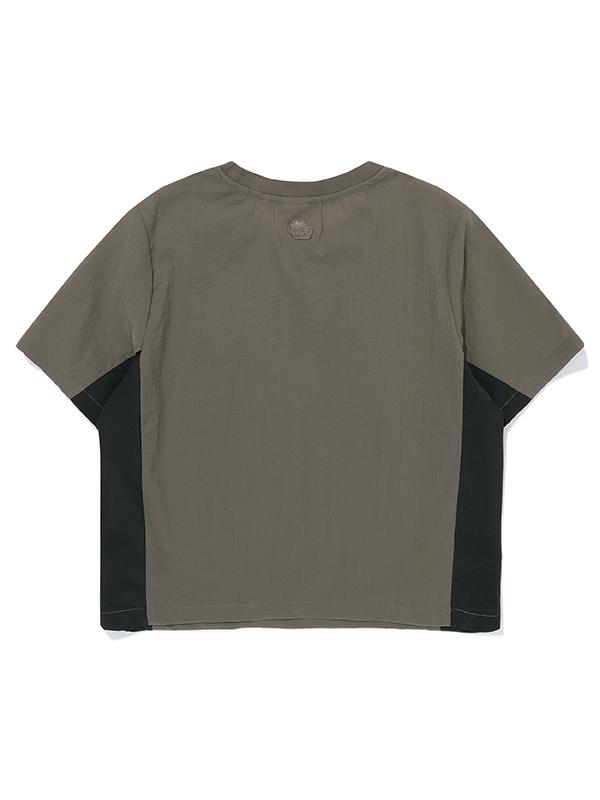 BBC EARTH W Pocket Color Block Woven Round T-Shirt_Dark Grey