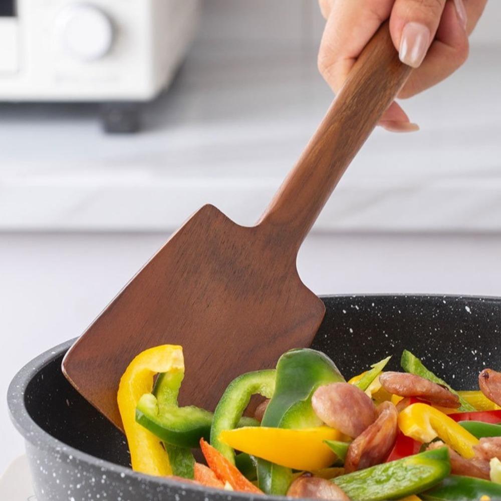 Solid Wood Cooking Spatula Non Stick Pan Stir Fry Spatula Long-handled Shovels  Fried Egg