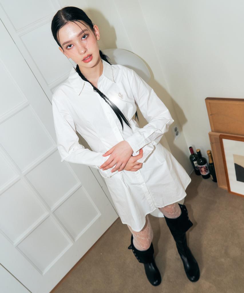 Fancy Club [Nf] Eyelet Point Shirt Dress (Wht)_Fzd291