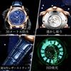 OLEVS Watch Cool Starry Sky Automatic Watch Mechanical Luxury Leather Belt Skeleton Leather Belt Waterproof Blue watch for men Gold Men's Men's (Rose