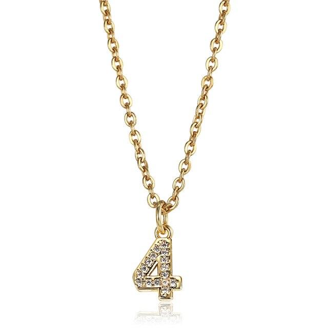 Cute Number 0 1 2 3 4 5 6 7 8 9 CZ Pendant Birthday Lucky Number Charm Necklace Rolo Chain Adjustable KN652