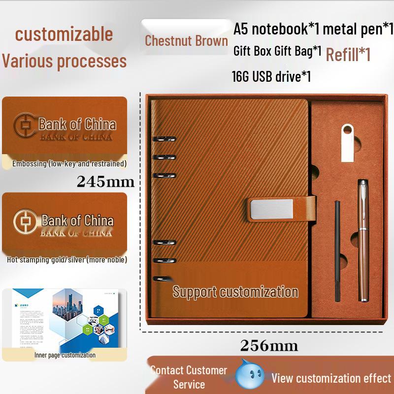 Custom A5 Ring Binder Notebook Gift Set with Logo - Holiday Souvenir Box