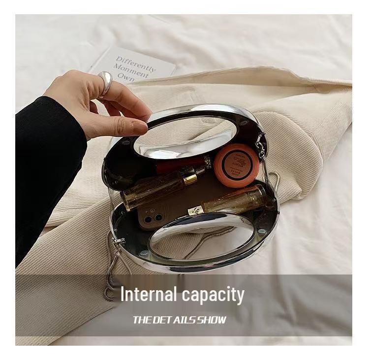 2025 Spring/Summer European & American High-End Crescent Acrylic Bag with Gold/Silver Accents - Handbag & Evening Bag