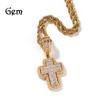 Hip Hop T Square Cross Pendant Necklace Copper Inlaid Zircon Street Trend Brand Niche