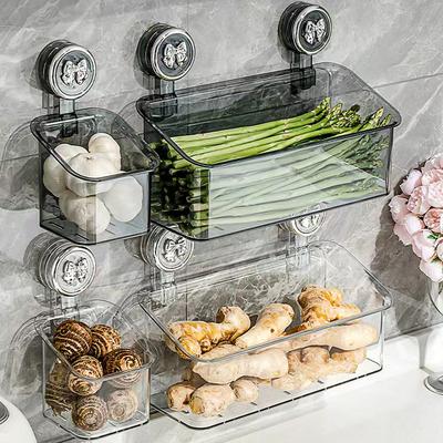 Přísavka, Úložný box na cibuli, zázvor a česnek, Není potřeba vrtání, Nástěnný kuchyňský domácí stojan na úložný koš na zázvor a česnek