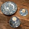 Ru Kiln Blue and White Ceramics Three Talent Bowl Household Chinese style tea bowl Retro tea maker teacup 1pcs