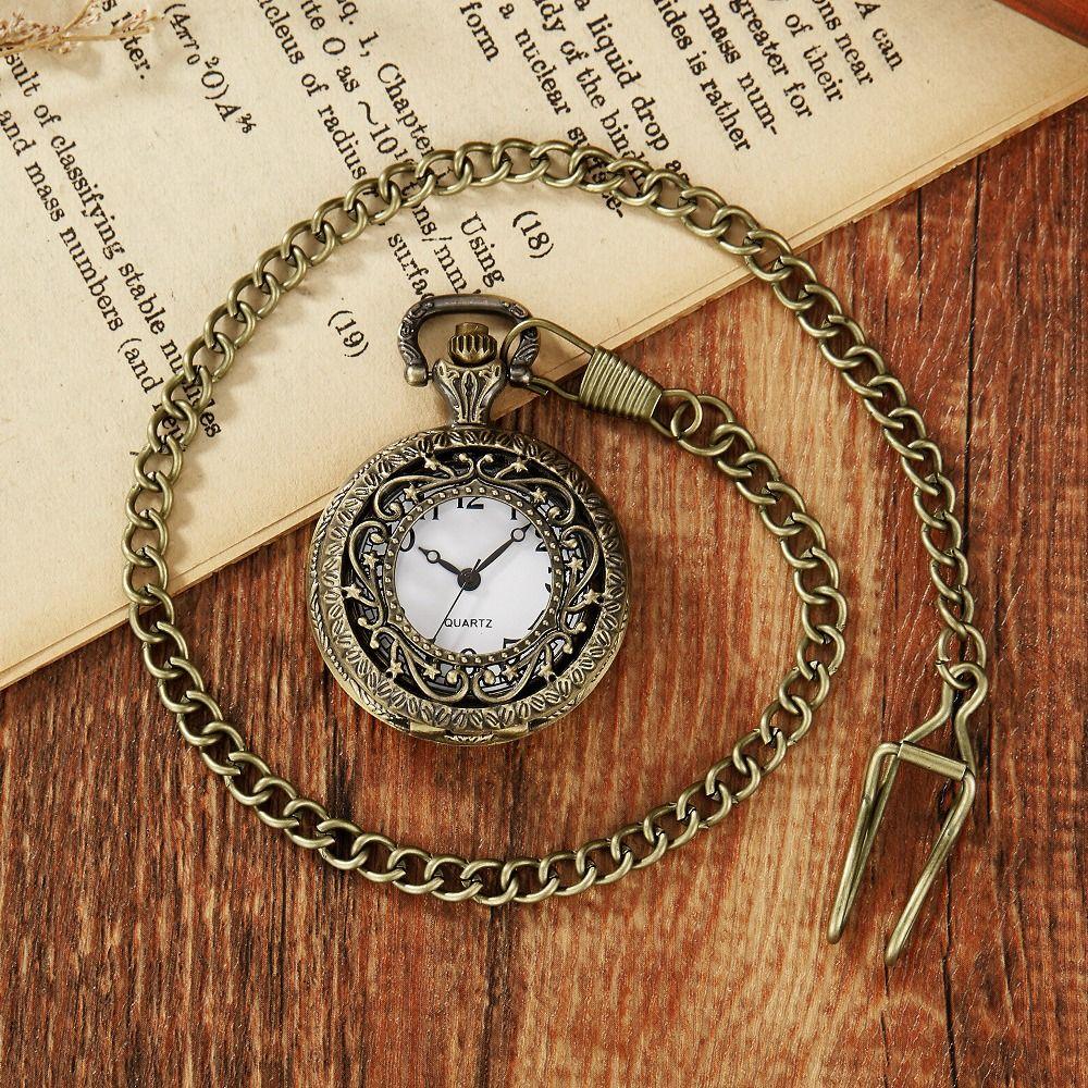With Chain Necklace Watch Arabic Numerals Dial Pendant Pocket Clock Quartz Pocket Watch Men Women