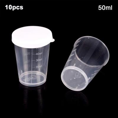 Brand New Measuring Cups Transparent With White Lids Cap 50ml Container
