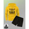 Hoodie Long Sleeve Sweatshirt and Shorts Men's Polyester Set Soft