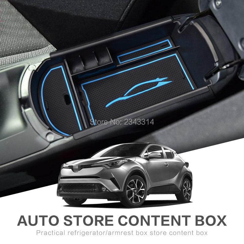 For Toyota C-HR CHR 2017-  Plastic Blue Central Armrest Storage Box Glove Box Interior Tidying Car Styling Accessories