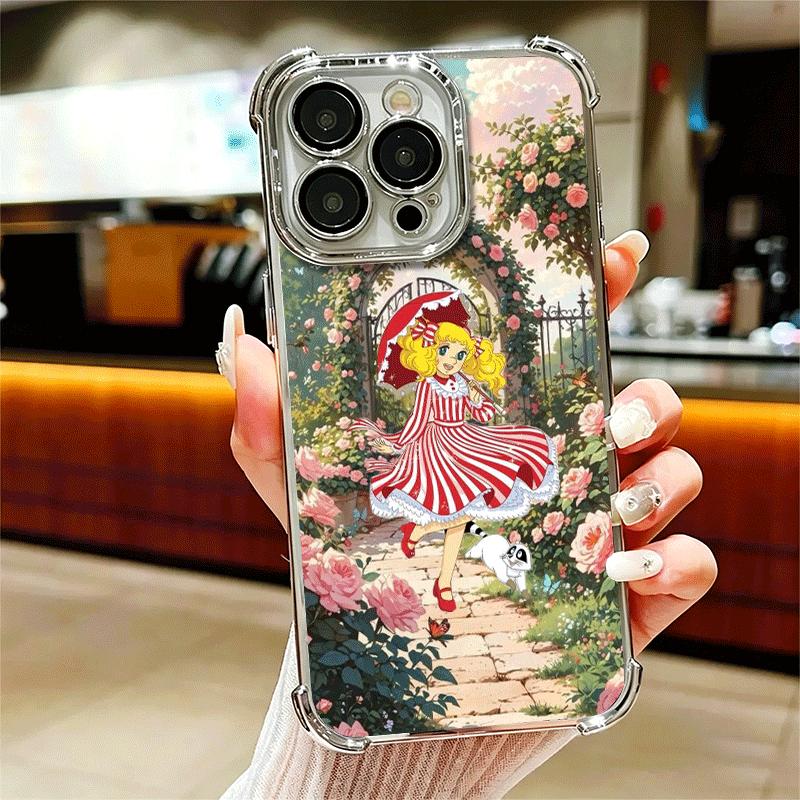 Anime Candy Candy Plating Phone Case For Iphone 16 17 Pro Max Air 16E 14 15 Plus 12 13 Mini Anti-Fall Airabag Cover