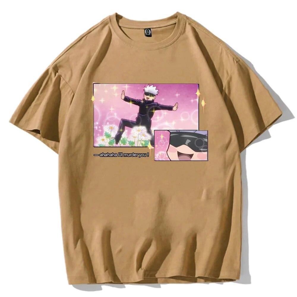 Anime Jujutsu Kaisen 100% T-Shirt Gojo Satoru Unisex Women Clothes Graphic Print Tops Big Size Tees Camiseta Summer Women T Shirt Unisex