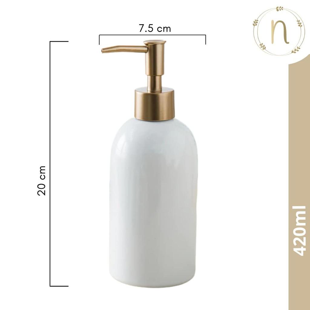 cCeramic Liquid Soap Dispenser for Bathroom (420 Ml) - Handwash Dispenser Bottle with Pump for Kitchen - Soap Dispenser