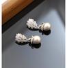 S925 Silver Zircon Teardrop Pearl Earrings - High-End Luxury Retro Design.