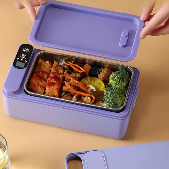 Elektryczne Podgrzewane Pudełko na Lunch Bezprzewodowe Izolowane Pojemnik na Lunch Akumulatorowe Przenośne Pudełko Bento 1L Pojemnik ze Stali Nierdzewnej Szczelny Podgrzewacz do Jedzenia