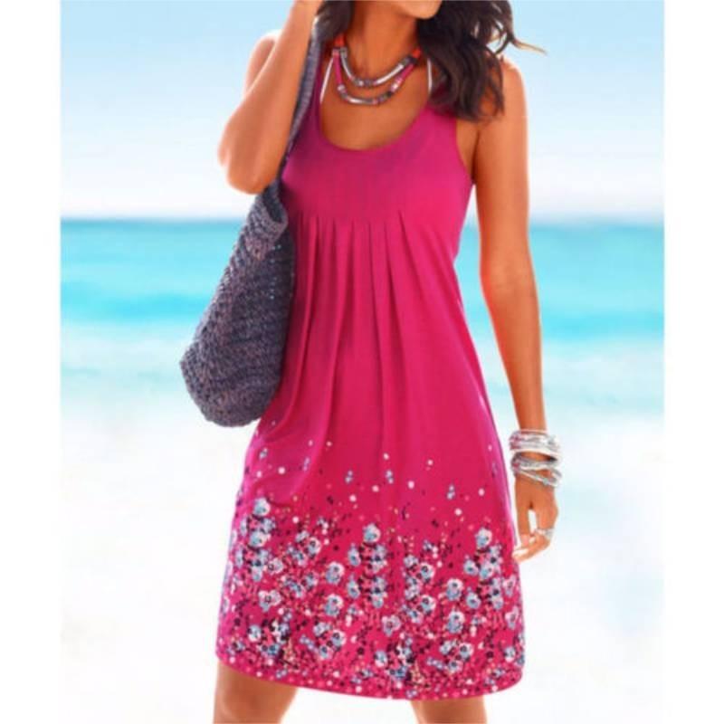 Urban Chic Sleeveless Floral Print Loose Fit Midi Dress Polyester Blend
