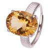 Large Natural White Crystal Citrine Amethyst Ring Women'S Millennium Cut S925 Sterling Silver Color Treasure Jewelry