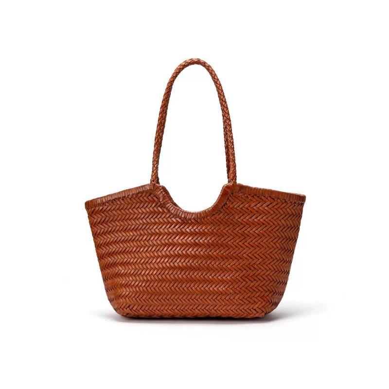 Drgon importiertes Rindsleder handgewebte Gemüsekorb Tasche Vintage Resort Stil Tragetasche Leder Damen Tasche
