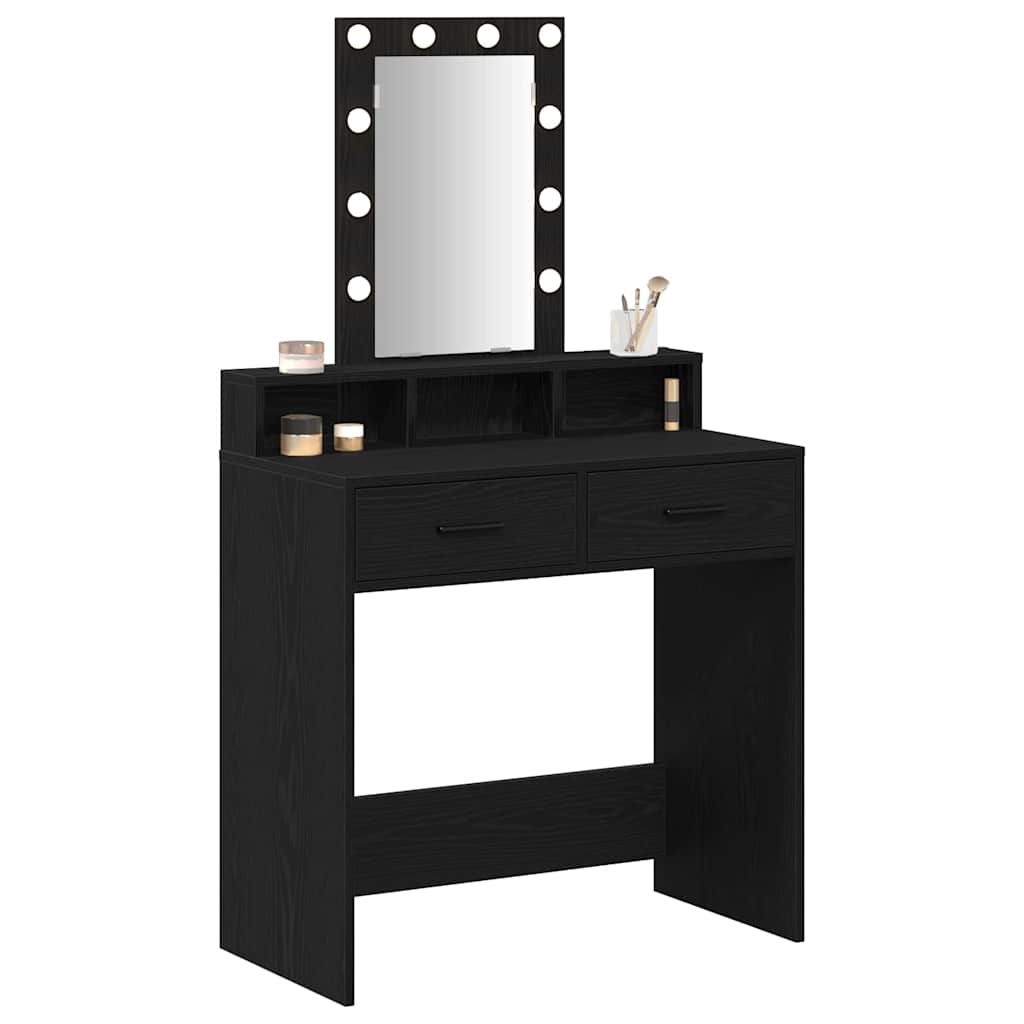 Makeup Table with Mirror Black 79 x 41 x 140 cm Engineered Wood