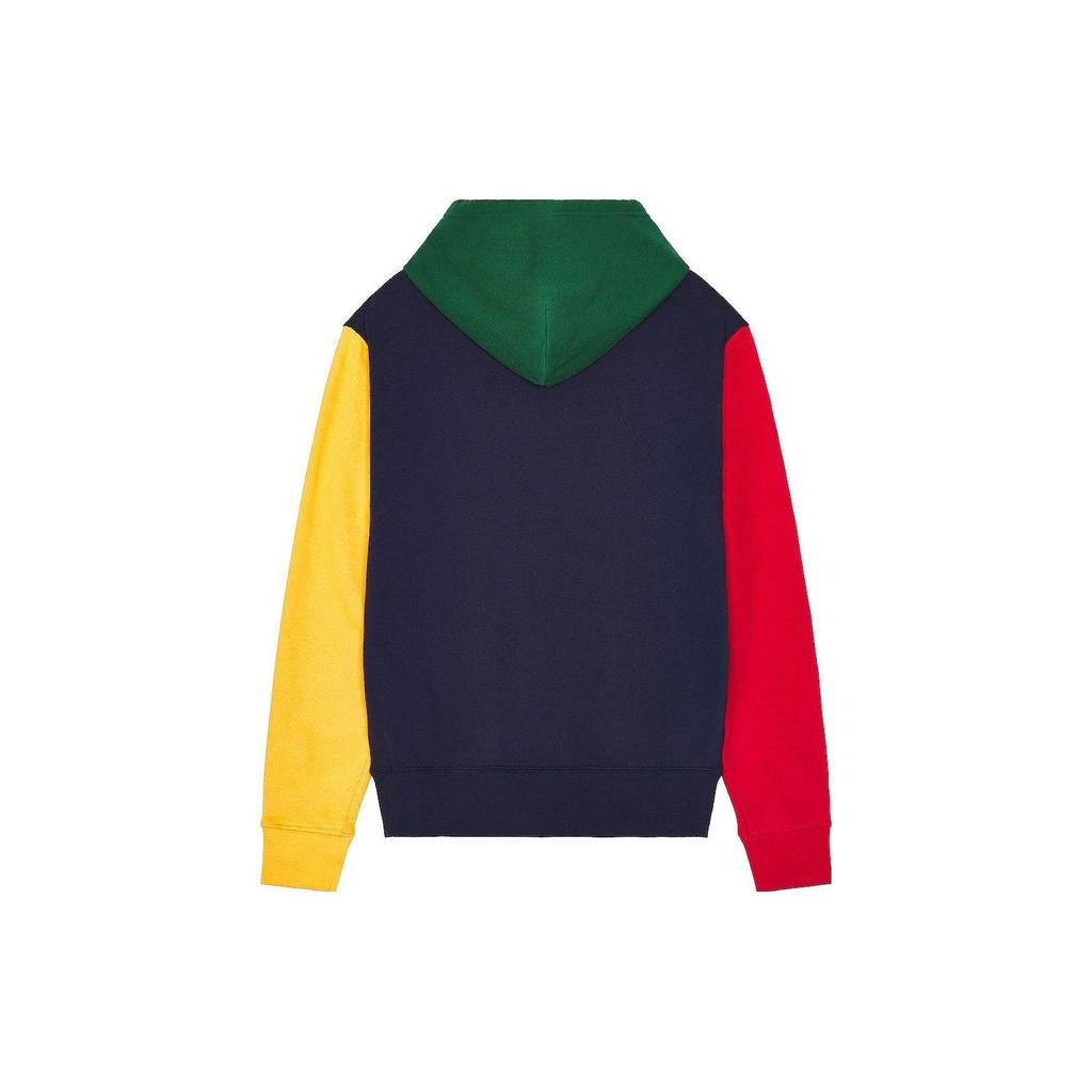 Polo Ralph Lauren FW22 Color Block Cartoon Bear Print Loose Fit Straight Leg Hooded Long Sleeve Sweatshirt Men sweatshirt Blue 710853351-003