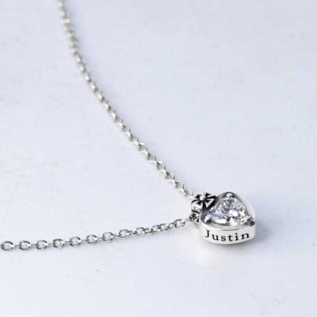 Used [Polished] JUSTIN DAVIS BRIGETTE Necklace 40cm Heart Crown Clear Justin Davis SNJ364 silver925