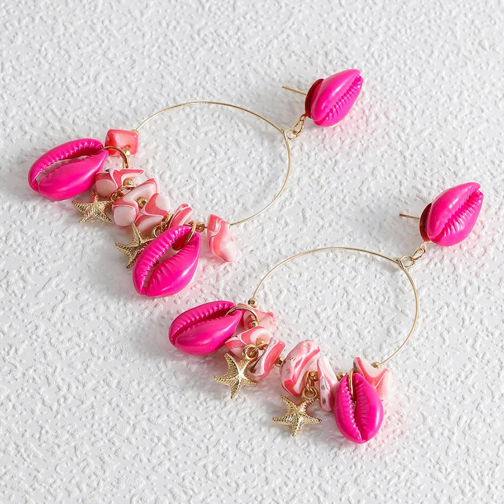 Creative And Trendy Womens Shell Earrings For Summer Geometric Alloy Design In Multi Colors