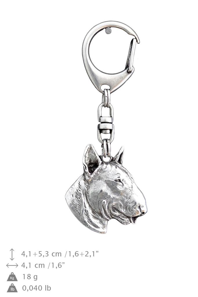 Bull Terrier, Bully III - Silver-plated Key Ring with a Dog In a Gift Box, Handbag Decoration, Backpack Pendant by Art-Dog Brand