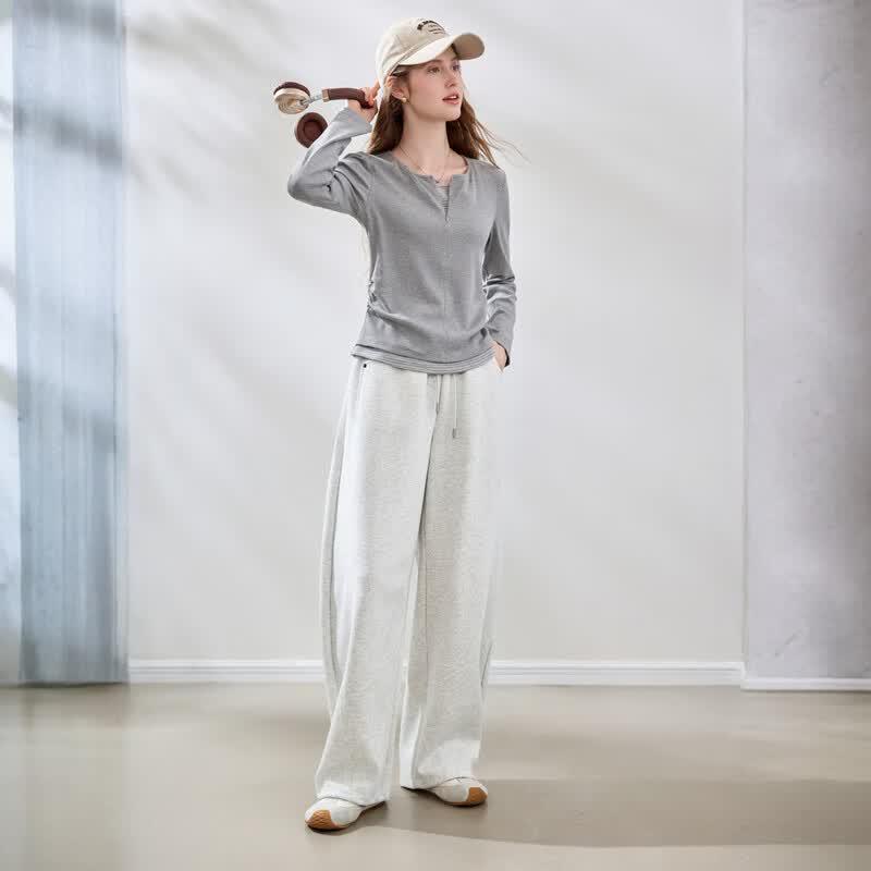Women's Casual High-Waist Wide-Leg Trousers