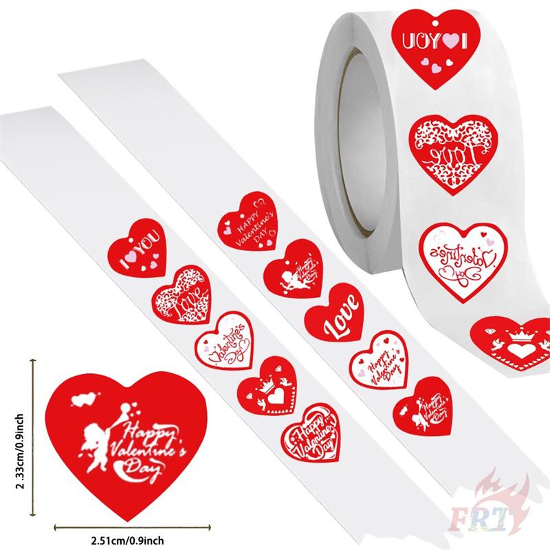 500Pcs/Roll Happy Valentine's Day. Red Hearts Kids Rewards Stickers - DIY Scrapbooks Album Decor Sealing Label Decals