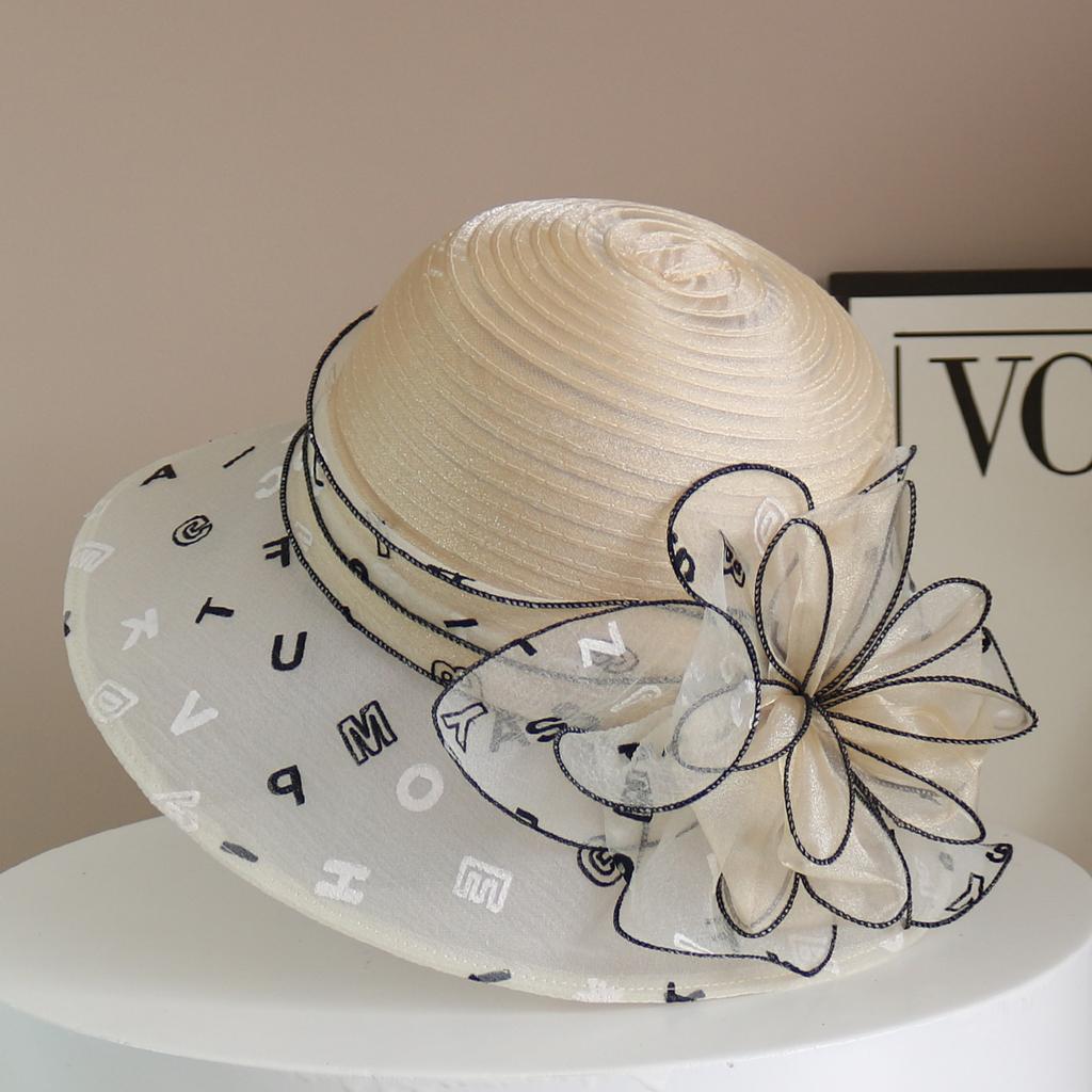 New Fashion Ladies Fascinators Millinery Church Hat Elegant Bow Wide Brim Bucket Hats Kentucky Derby Fedora Women Summer Sun Cap