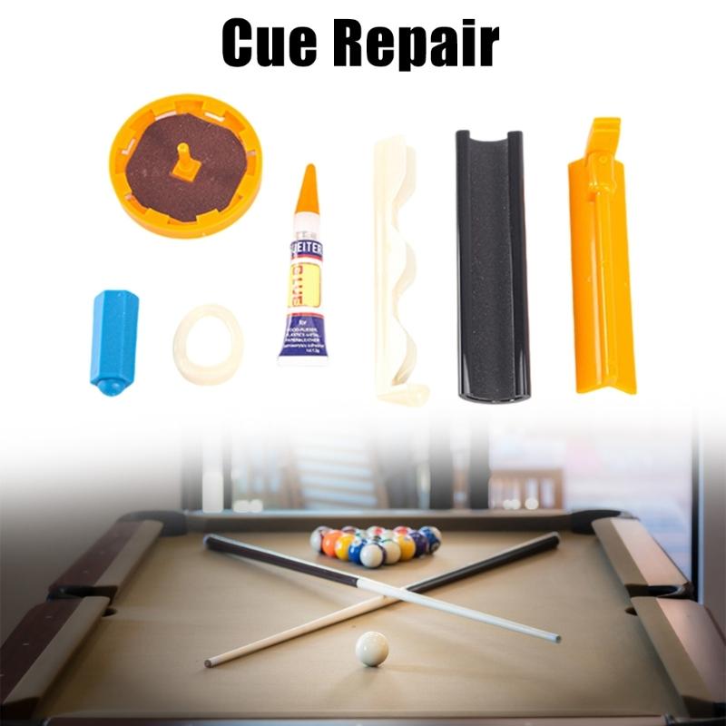 Billiard Pool Cue Repair Set Plastic Pool Repair and Replacement Clamp Tool Billiard Cue Tips Burnisher Maintenance Tool