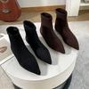 Sexy Women Pointed Toe Heels Gladiator Short Boots Low Heels Mid Calf Rubber Sole Designer Shoes Botines Para Mujeres
