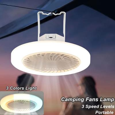 Energy Saving Camping Fan Light USB Rechargeable Electric Fan Night Lamp  Outdoor Tent