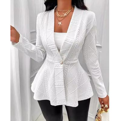 Autumn Winter Fashion Long Sleeved Women's Jacquard Jackets Thickened New Elegant V Neck Casual Simple Slim Fit Coats Female Streetwear Shirt Clothing