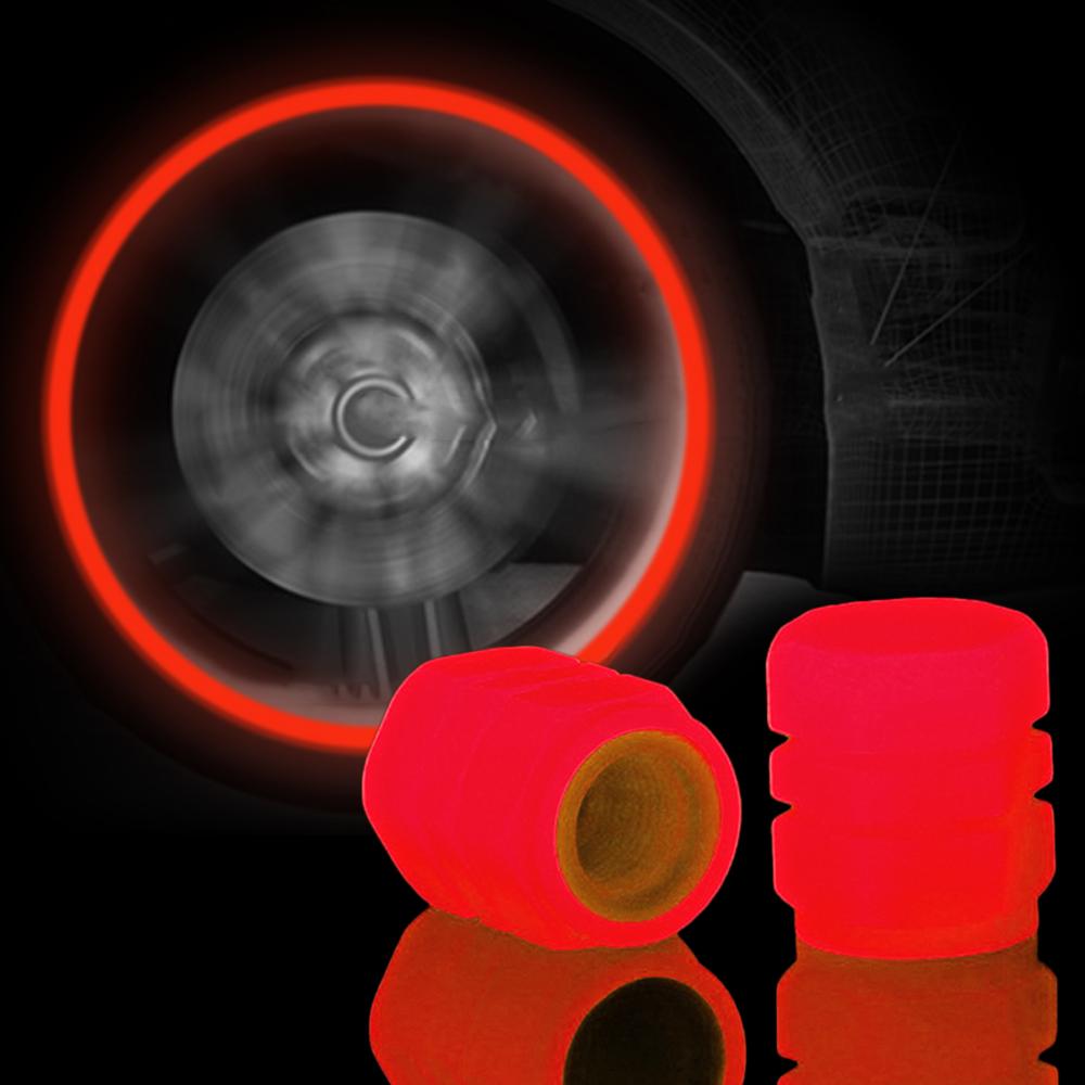 Car Pink Red Luminous Tire Valve Cap Motorcycle Bike Wheel Hub Glowing Valve Cover Tire Decoration Auto Styling Tyre Accessories Valve Stems 1
