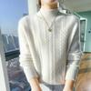 Autumn and Winter New Knitted Sweater Women's Retro Semi-turtleneck Versatile Jacquard Simple Solid Color Pullover Loose Sweater