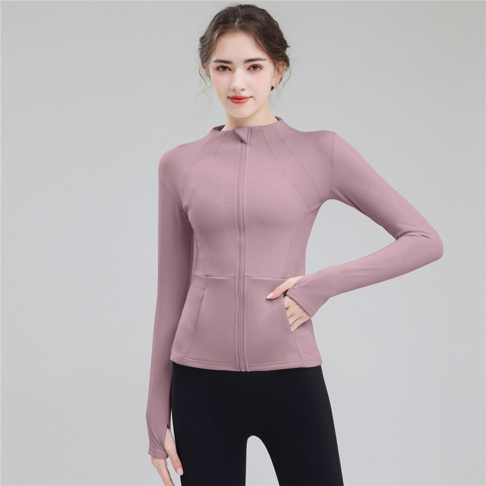 Fast Drying And High Elasticity Stand Up Collar Sports Jacket For Women, Slim Fit And Slimming Yoga Top, Tight Fitting Running And Fitness Suit Jacket