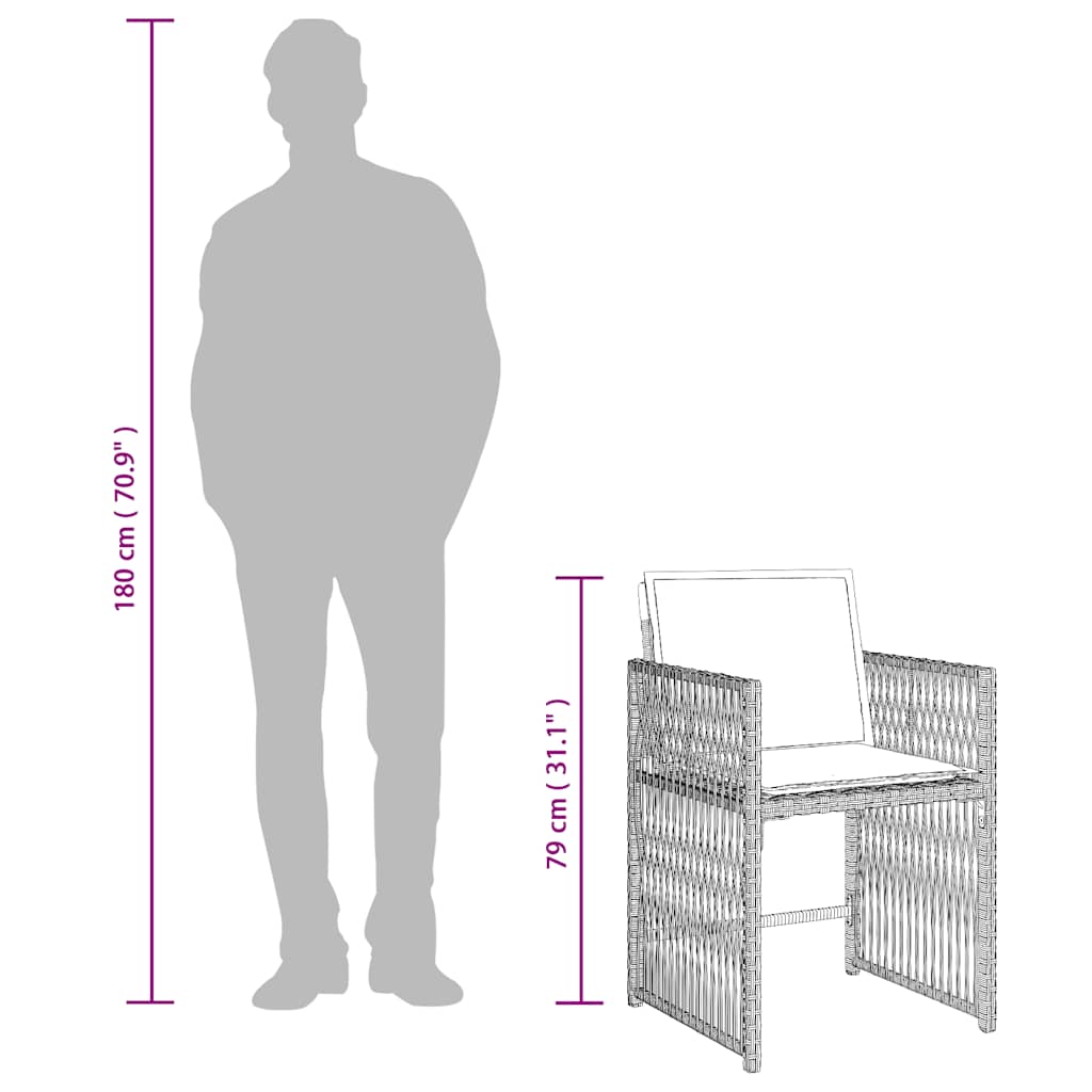 9 Piece Outdoor Dining Set with Cushions Light Grey Poly Rattan