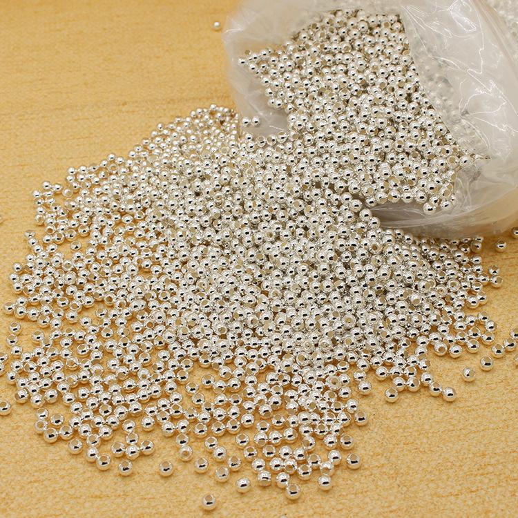 10-40pcs REAL 925 Sterling Silver Round Beads Spacer Beads Silver Bead for Jewelry Making Findings Bracelet Necklace Accessories