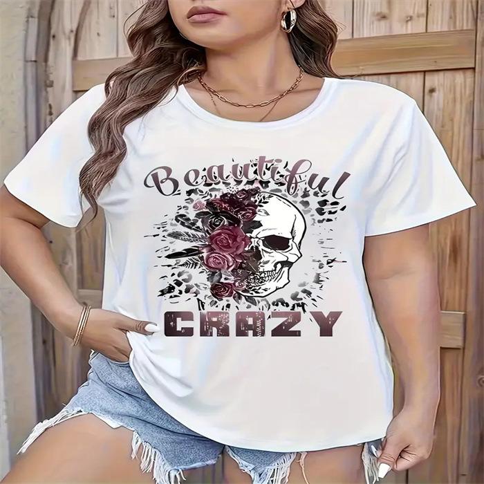 Summer Round Neck Printed Top Fashionable Casual Cute Short Sleeved Women's Pure Cotton T-shirts