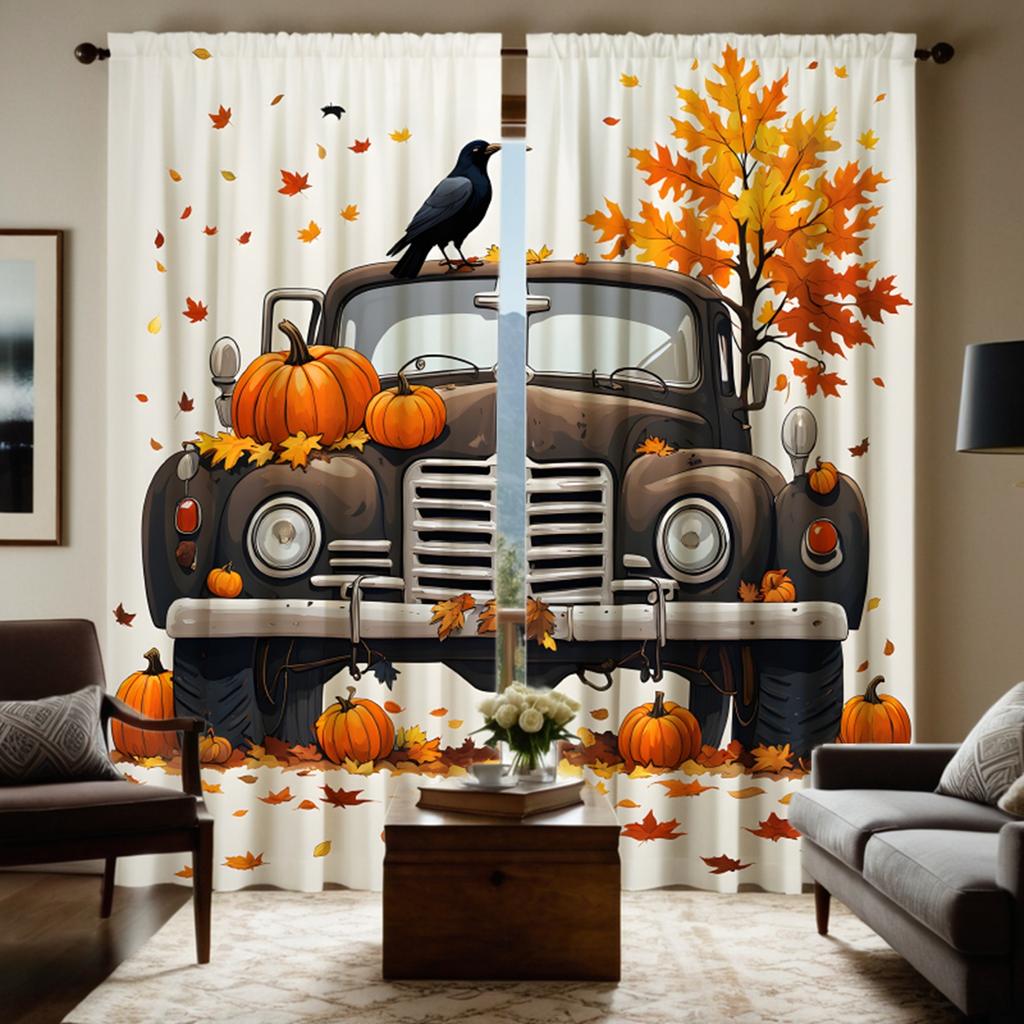 Set Of 2 Hd Digital American Small Yellow Flower Print Curtains Home Decorating Style Living Room Bedroom Rodding Cur Curtain For Area Made Polyester