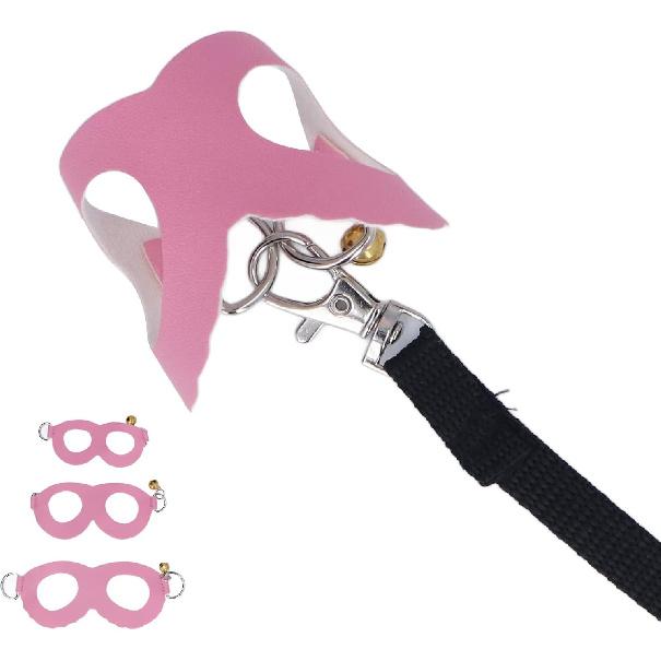 Hamster Harness Set Easy to Wear 3 Sizes Durable Hamster Harness and Leash Set Faux Leather Safe with Bells for Guinea Pigs (Pink)