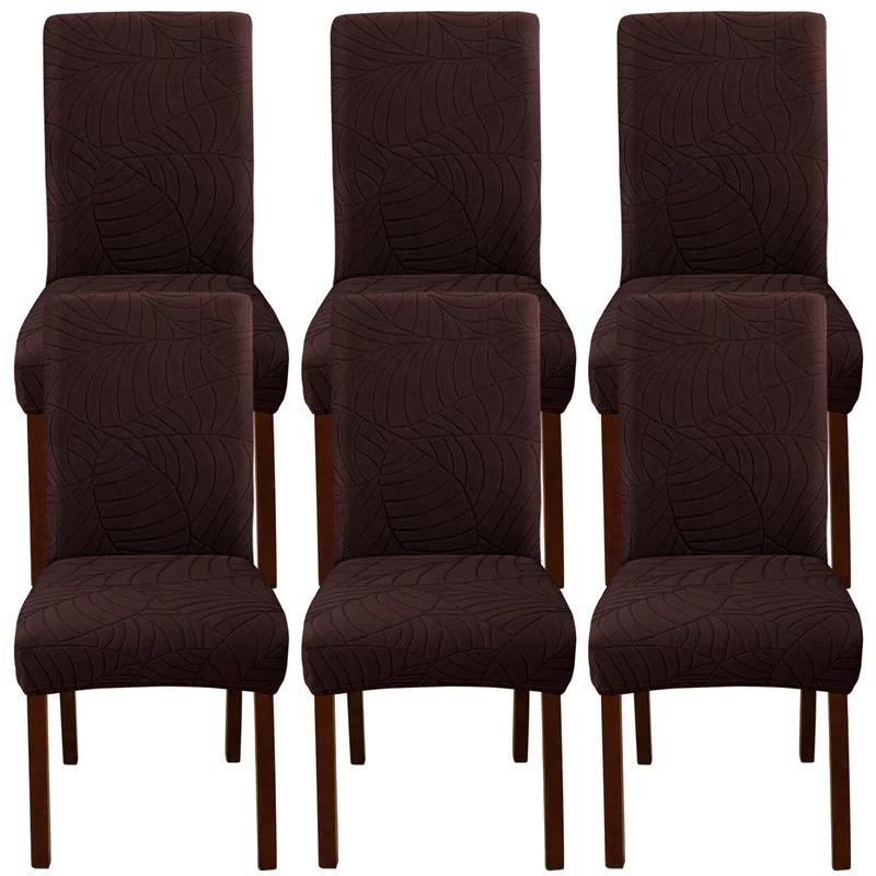 Solid Color Seat Covers 1Pcs Leaf Jacquard Chair Covers Removable Stretch universal Chairs Cover for Dining Room Hotel Banquet