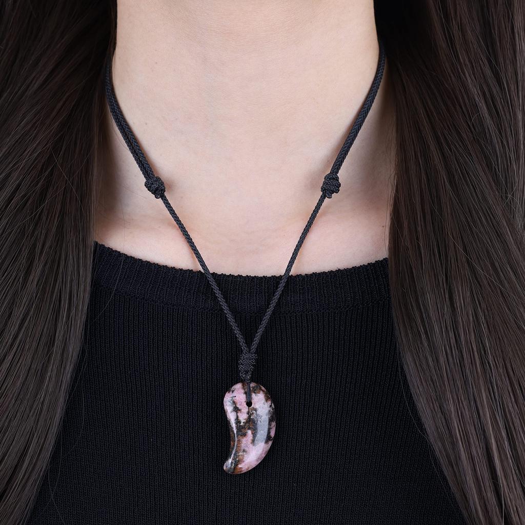 Gestreifte Inca Rose Liebe Erfolg Ehe Glück Glücksbringer Magatama Verstellbare Länge [Koai] Anhänger/Halskette Herren Damen