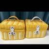 New Vintage PP Rattan Woven Storage Box with Lid, Portable Travel Case, Perfect for Wedding Gifts and Holiday Packaging