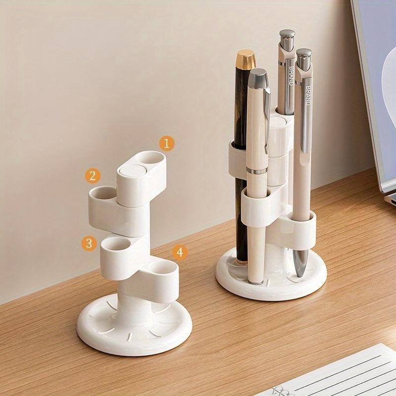 1PC White Desktop Pencil and Pen Storage Rack That Can Rotate 360 Degrees, Placed on The Desktop for Use