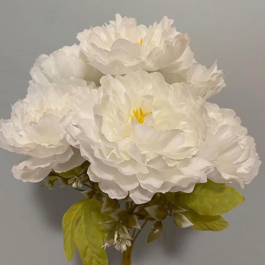 7-Head Peony Artificial Flower Bouquet for Weddings, Home Décor, and Photography