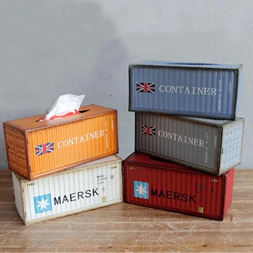 Retro Kreatives Containerdesign Eisen Taschentuchbox Zuhause Auto Serviettenpapierbehälter Metall Papierhandtuch Aufbewahrungskoffer Heimdeko