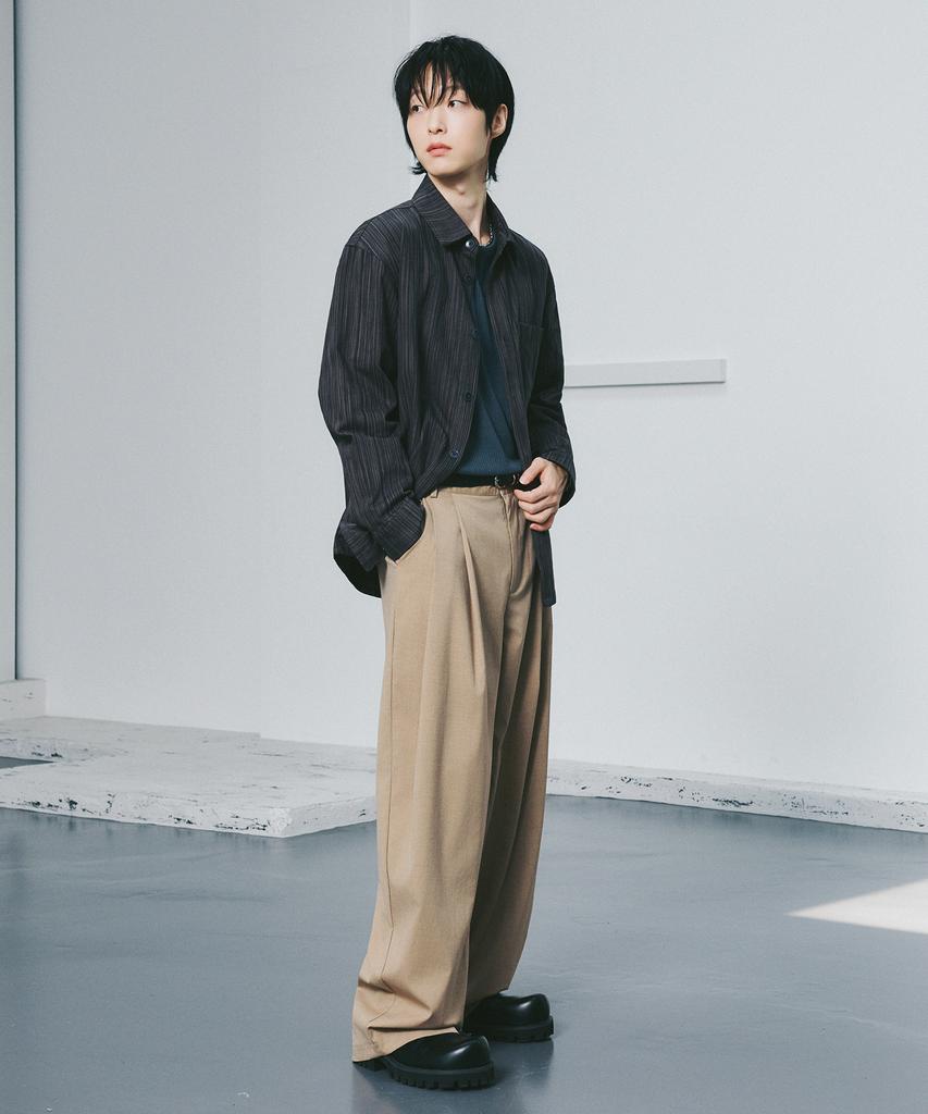 LXT Double-Pleat Wide Balloon Slacks [Beige]